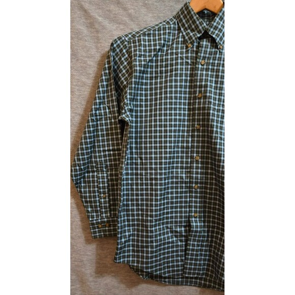 Brooks Brothers Button Down Shirt Men’s Small Navy Geen Plaid Cotton Size Small - Picture 9 of 10